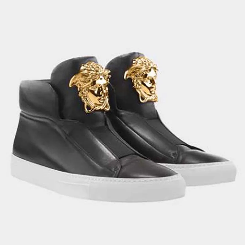 Versace Shoes Palazzo High-Top Sneakers for Men in Black