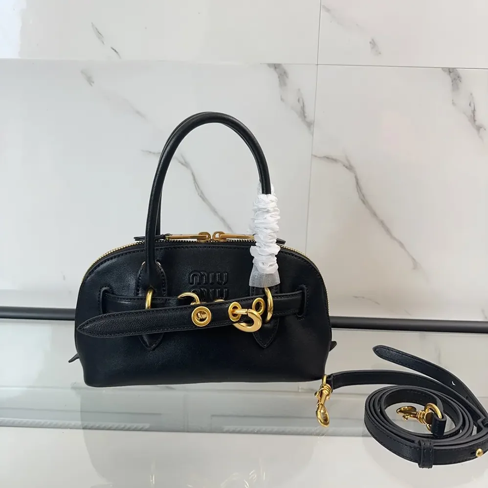 Miu Miu Aventure Nappa Leather Top-handle Bag for Women in Black Miu Miu Aventure Nappa Leather Top-handle Bag for Women in Black