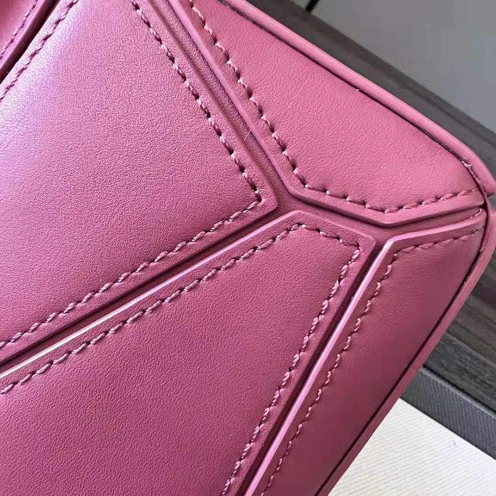 Loewe Mini Puzzle Bag in Satin Calfskin for Women in Pink Loewe Mini Puzzle Bag in Satin Calfskin for Women in Pink