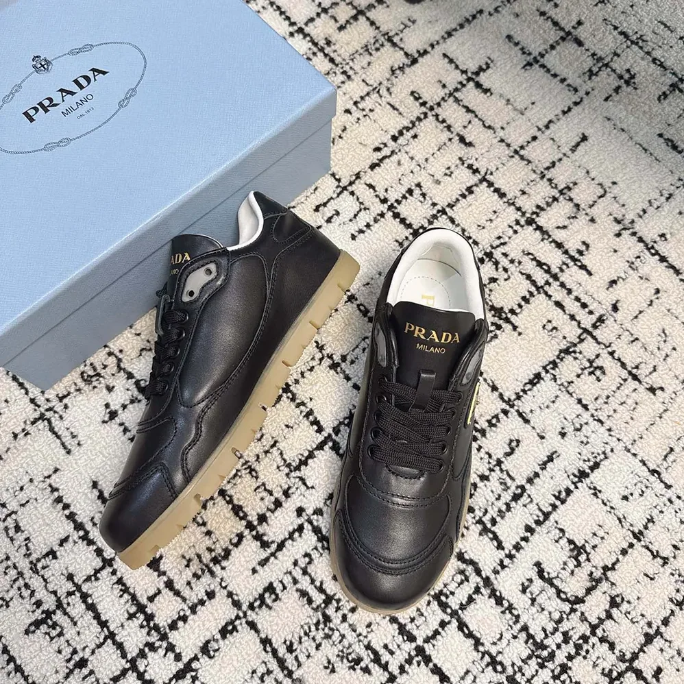 Prada Downtown Nappa Leather Sneakers for Unisex in Black