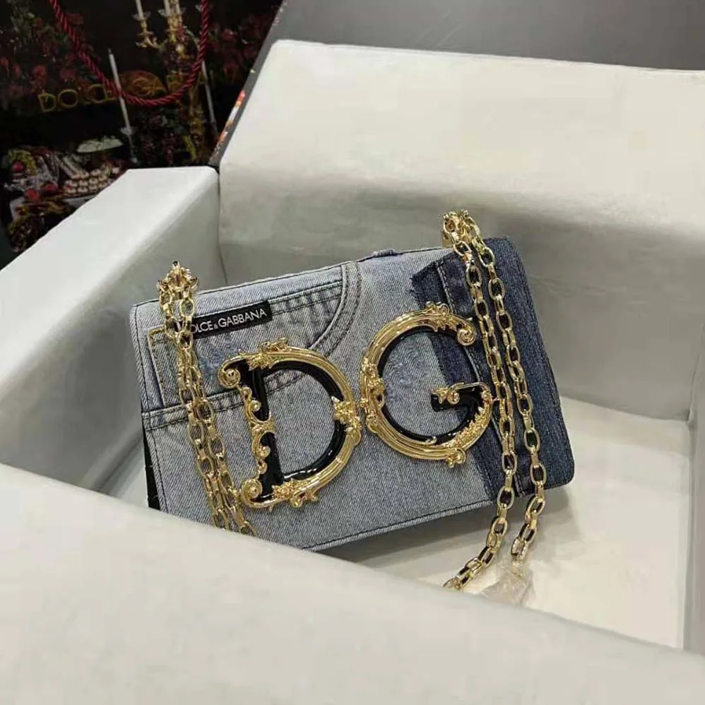 Dolce Gabbana D&G DG Girls Bag in Patchwork Denim and Plain Calfskin for Women Dolce Gabbana D&G DG Girls Bag in Patchwork Denim and Plain Calfskin for Women