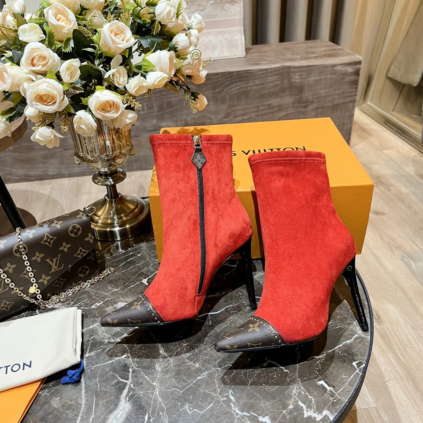 Louis Vuitton Cherie Ankle Boots Red for Women Louis Vuitton Cherie Ankle Boots Red for Women