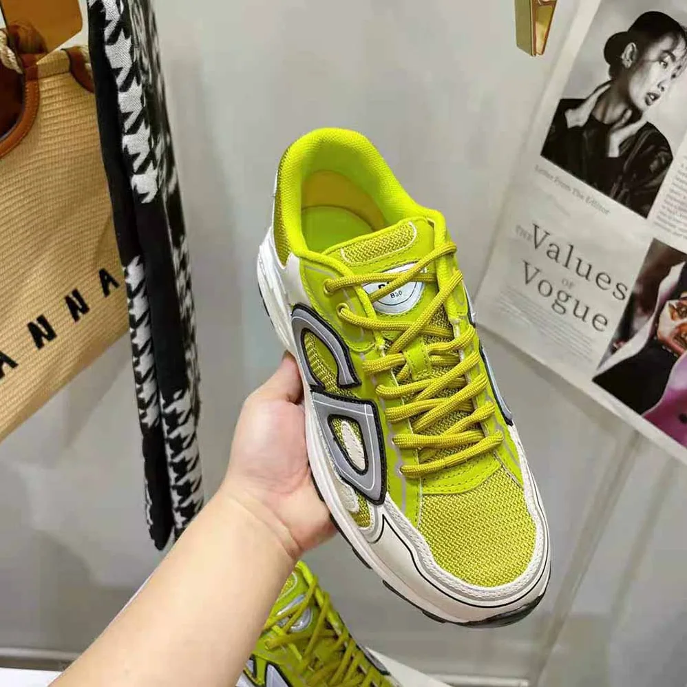 Dior B30 Sneaker Yellow Mesh and White Technical Fabric for Men