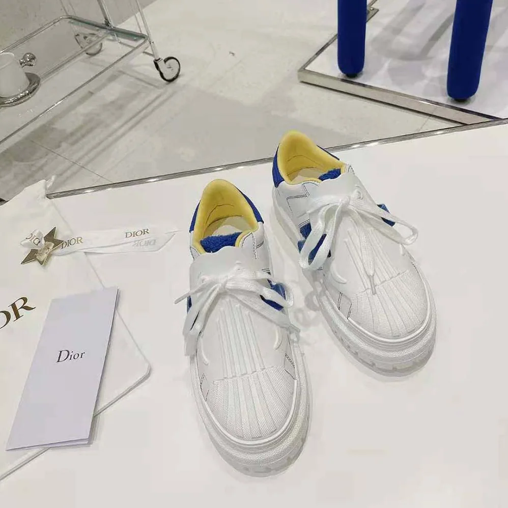 Dior Dior-id Sneaker White Calfskin Terry Cotton for Women in Blue Dior Dior-id Sneaker White Calfskin Terry Cotton for Women in Blue