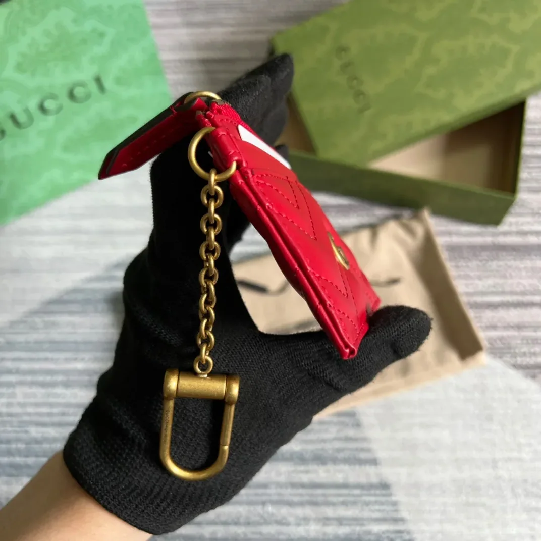 Gucci GG Marmont Keychain Wallet Red / Gucci GG Marmont Keychain Wallet Red /