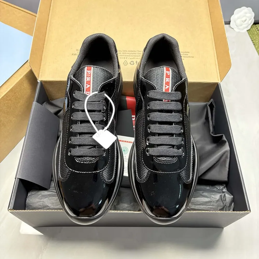 Prada Patent Leather and Technical Fabric Prada America's Cup Sneakers for Unisex in Black Prada Patent Leather and Technical Fabric Prada America's Cup Sneakers for Unisex in Black