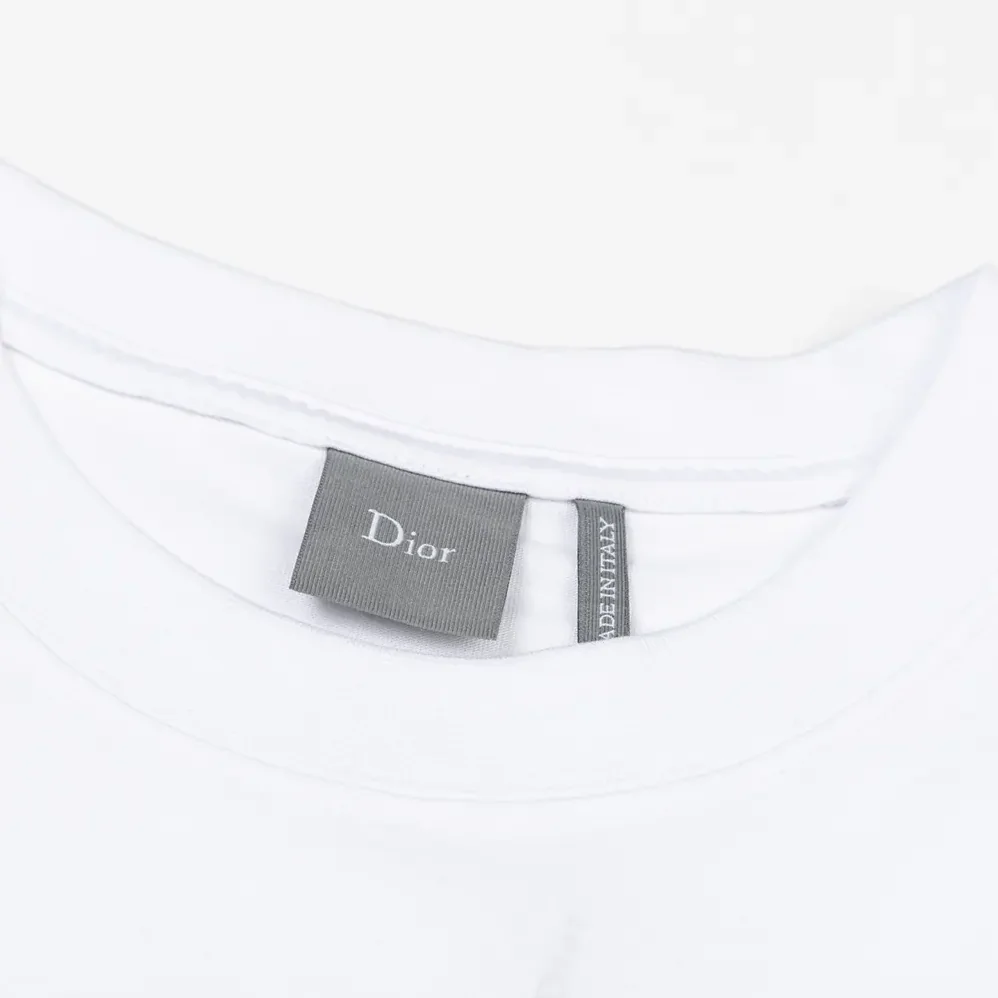 Dior T-Shirt with Horse Embroidery Relaxed Fit White Cotton Jersey for Men