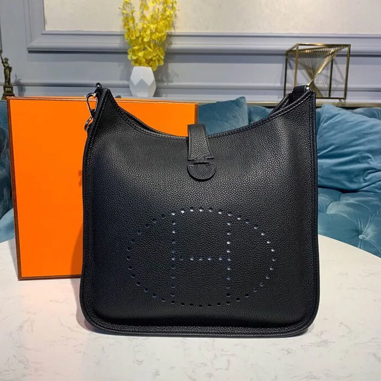Hermes Evelyne III 29 Bag Black With Silver in Toned Hardware Hermes Evelyne III 29 Bag Black With Silver in Toned Hardware