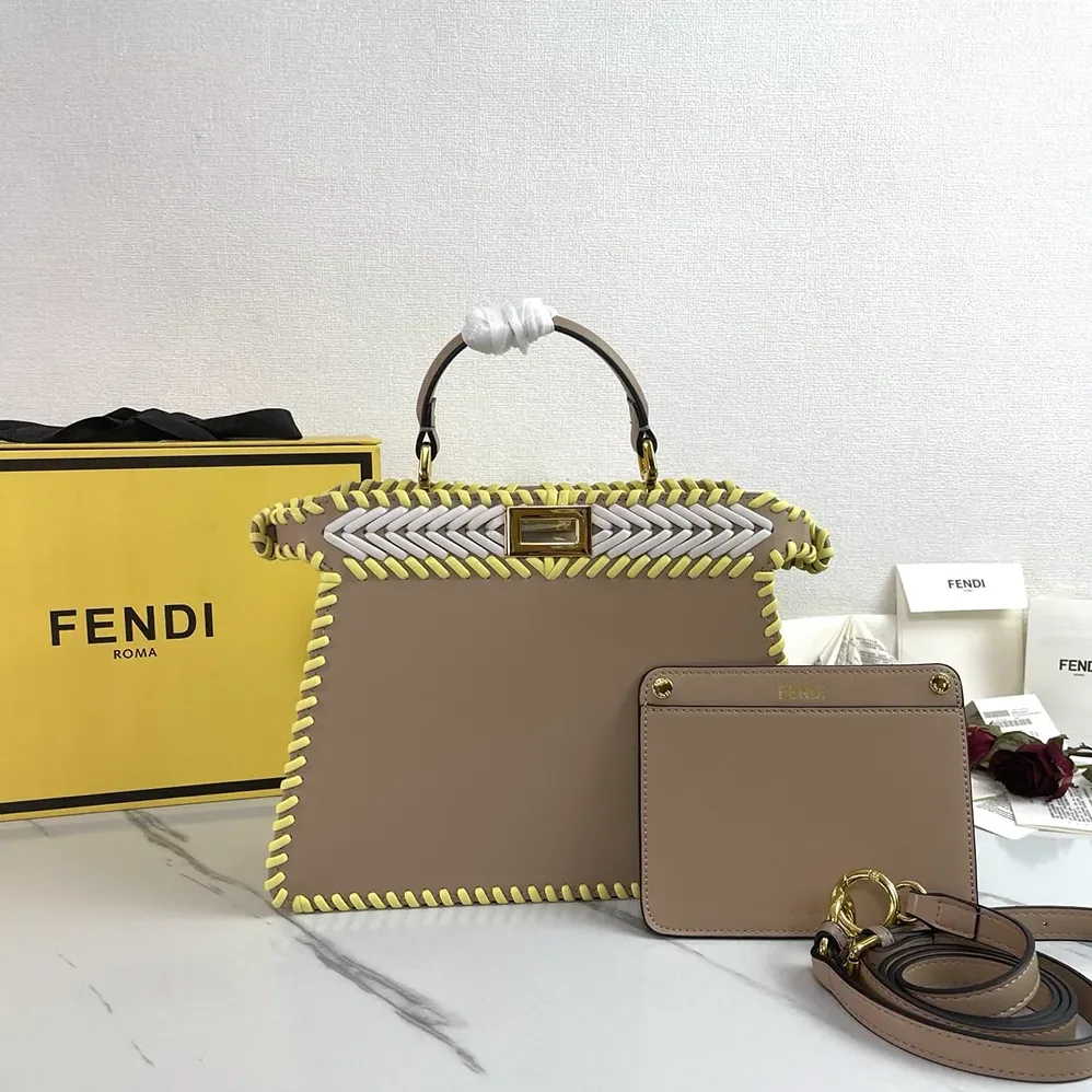 Fendi Peekaboo ISeeU Small Multicolor Interlaced Leather Bag for Women Fendi Peekaboo ISeeU Small Multicolor Interlaced Leather Bag for Women