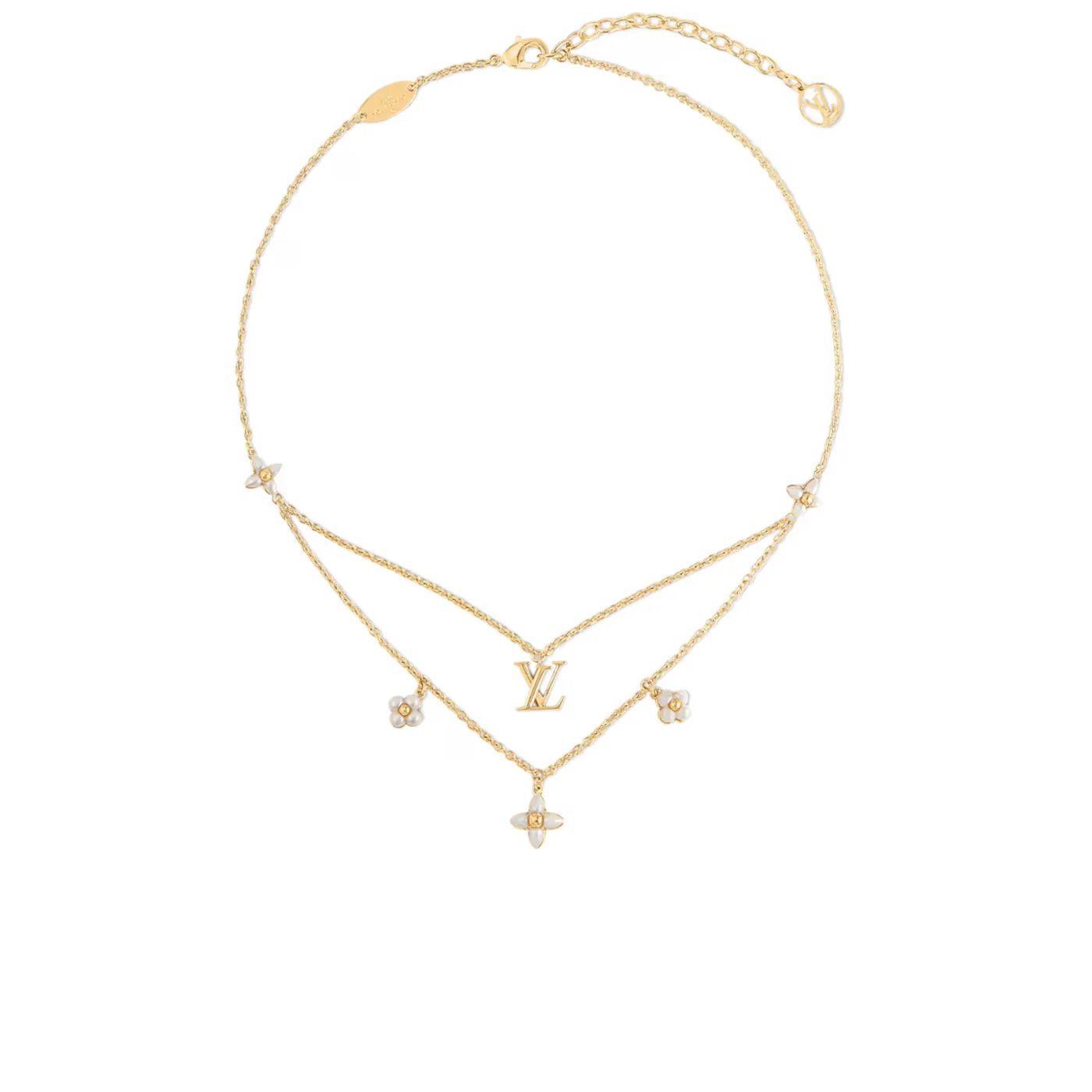 Louis Vuitton LV Floragram Necklace White Gold Hardware