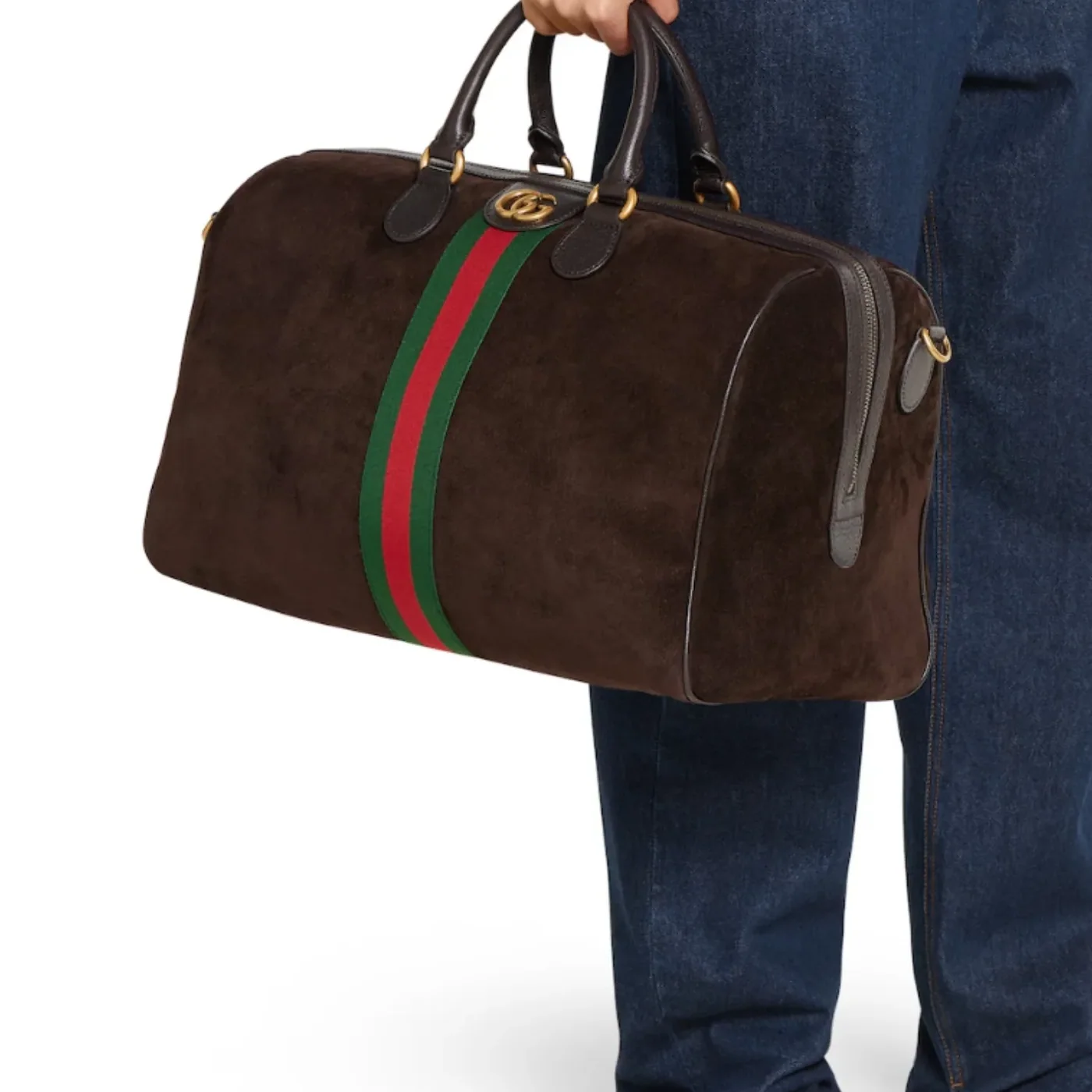 Gucci Savoy Medium Duffle Travel Bag in Dark Brown Gold Hardware