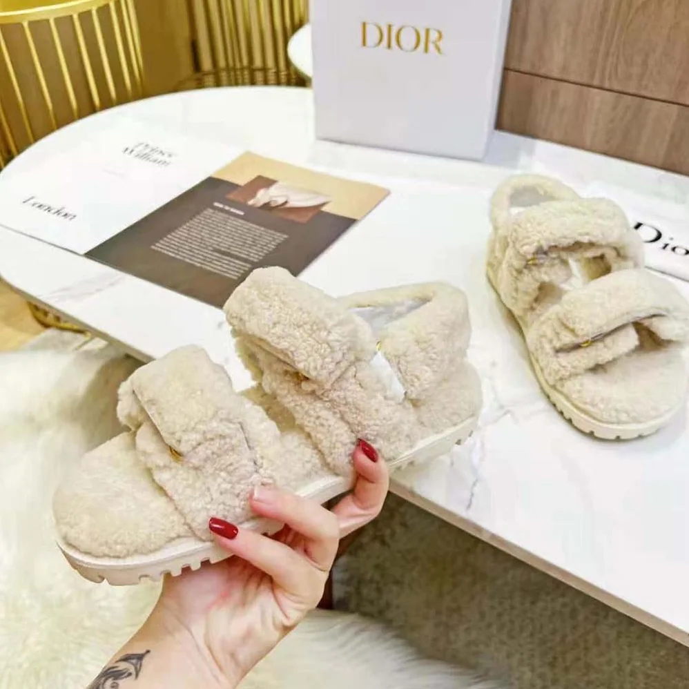Dior Dioract Sandal White Shearling for Women