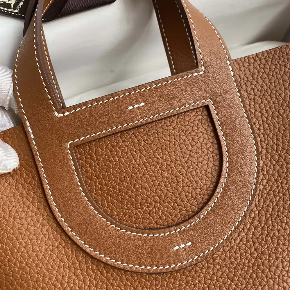Hermes In the Loop 18 Handbag Clemence Leather for Women in Brown/Silver