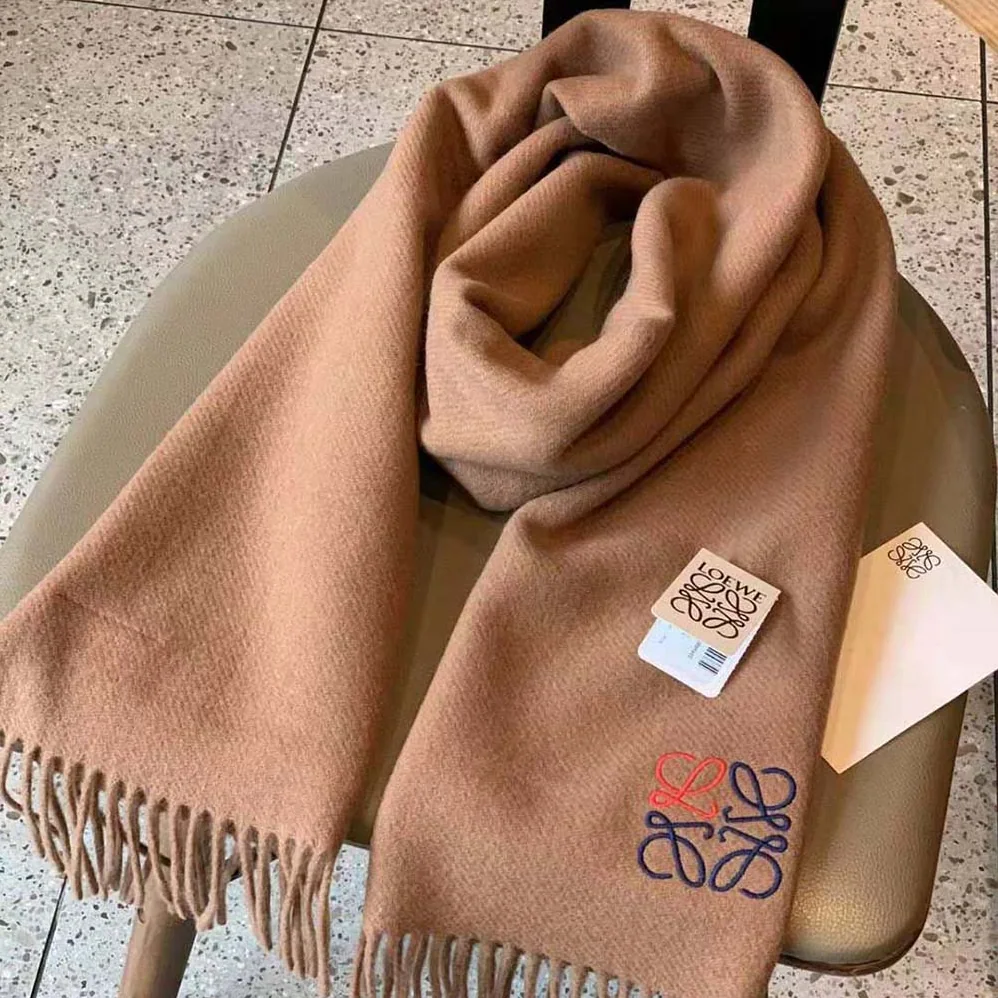 Loewe Anagram Scarf in Cashmere for Women in Brown Loewe Anagram Scarf in Cashmere for Women in Brown