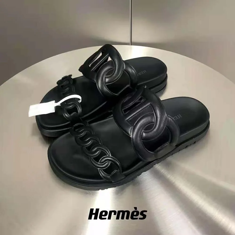 Hermes Extra Sandal in Nappa Leather for Women in Black