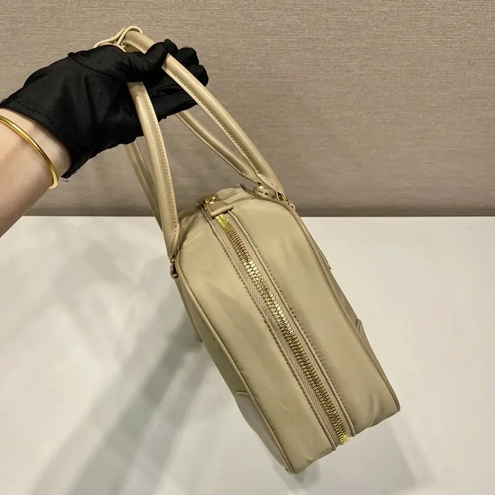 Prada Re-Edition 1978 Medium Re-Nylon and Saffiano Leather Two-handle Bag for Women in Sandy