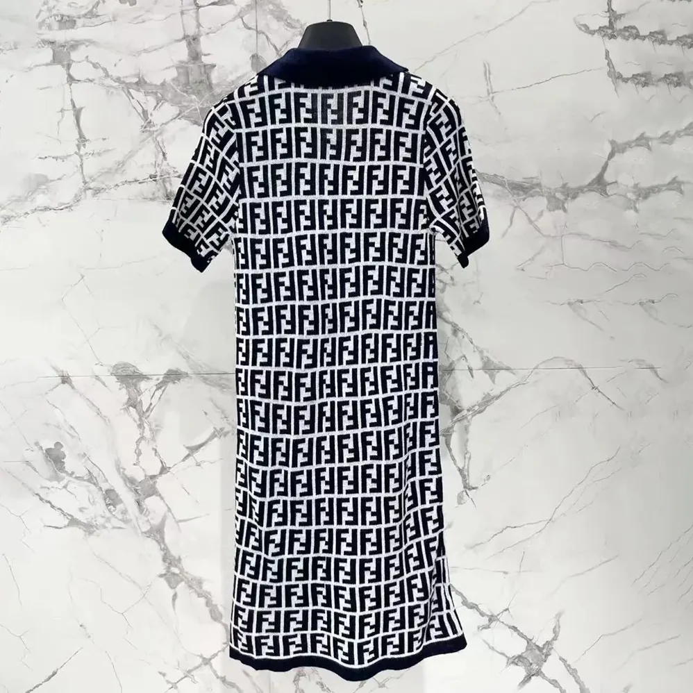Fendi Navy Blue FF Cotton Dress for Women