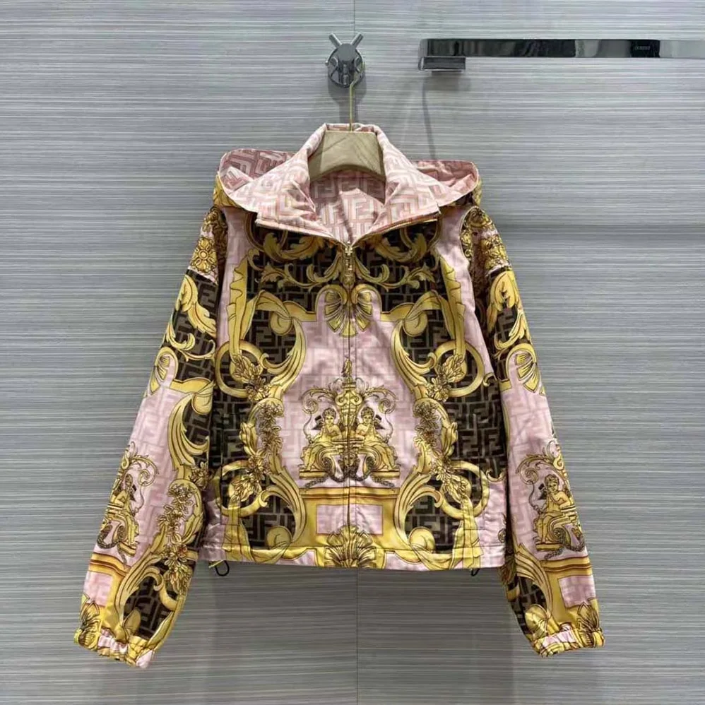Fendi Windbreaker Fendace Multicolor Nylon Jacket for Women Fendi Windbreaker Fendace Multicolor Nylon Jacket for Women