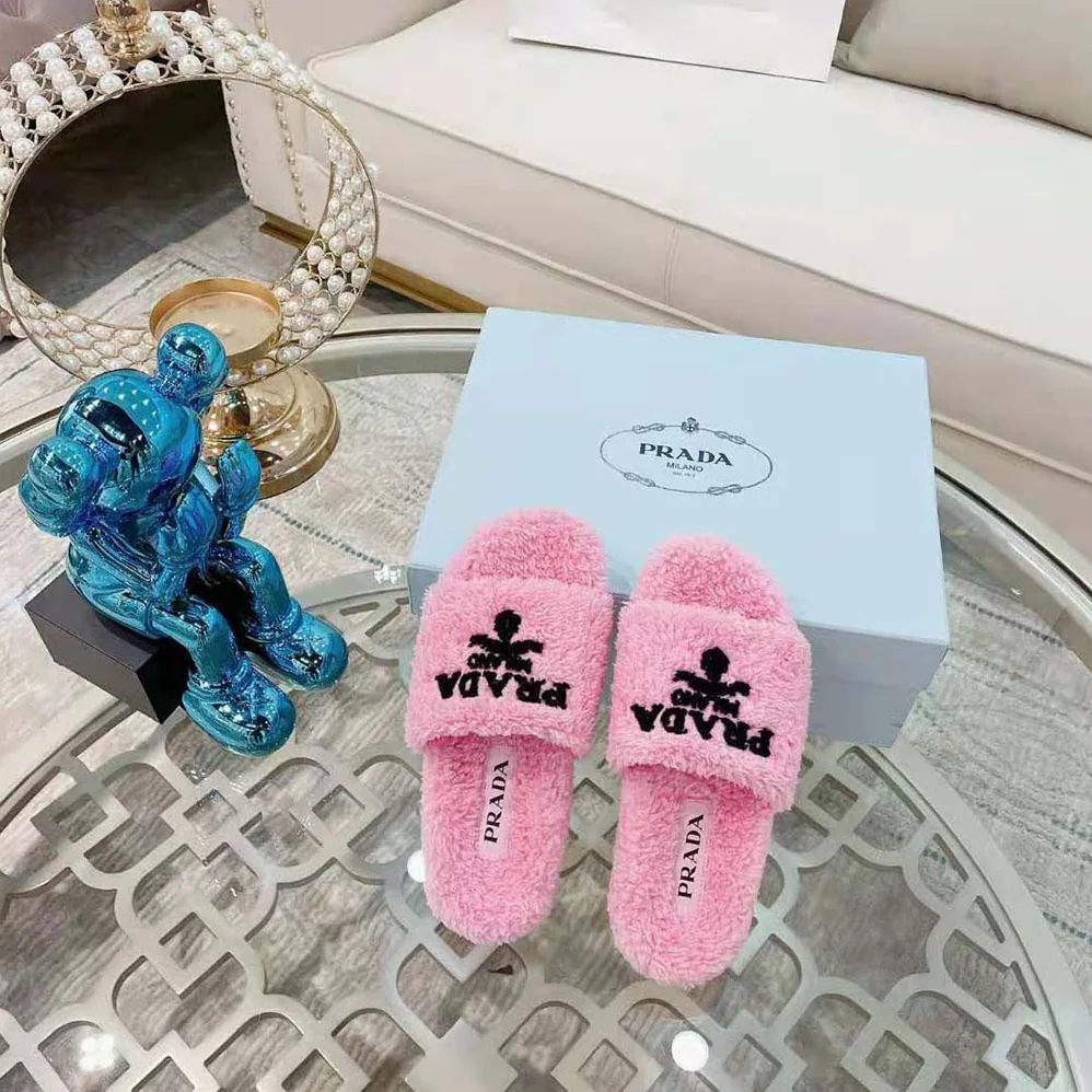 Prada Terry Cloth Slides for Women in Pink