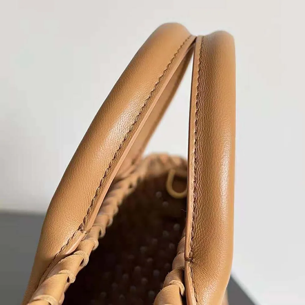 Bottega Veneta Mini Cabat Intreccio Leather Tote Bag with Detachable Strap for Women in Brown