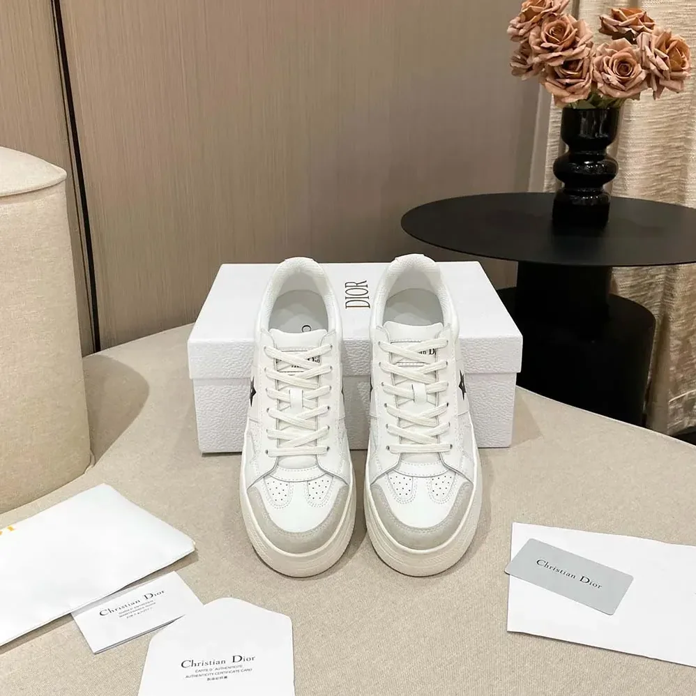 Dior Dior Star Platform Sneaker White Calfskin and Suede for Women