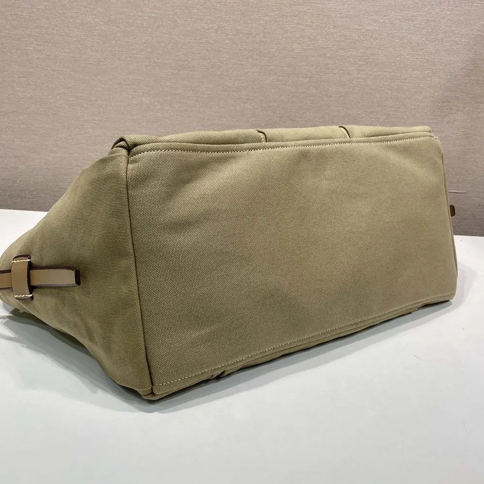 Prada Route Canvas and Leather Tote Bag for Women