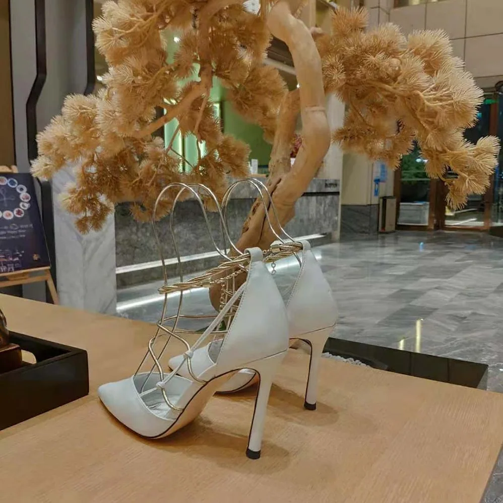 Jimmy Choo Olesia 95 Latte Nappa Pumps with Gold Chains for Women Jimmy Choo Olesia 95 Latte Nappa Pumps with Gold Chains for Women