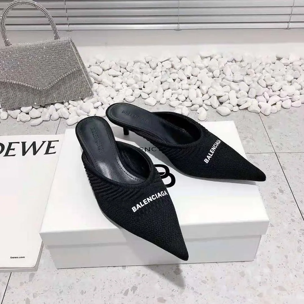 Balenciaga Knife 2 0 40mm Mule in Black and White Textured Recycled Knit for Women