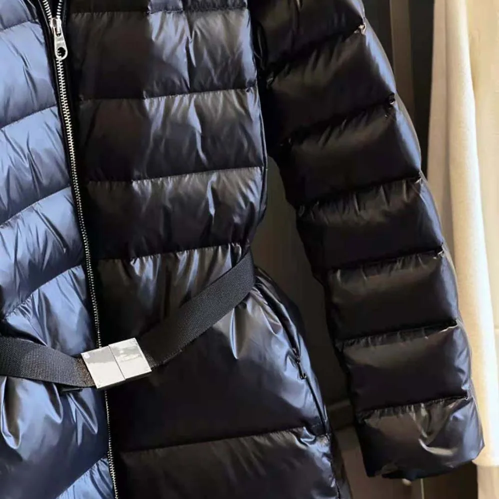 Burberry Contrast Hood Nylon Belted Puffer Jacket for Women