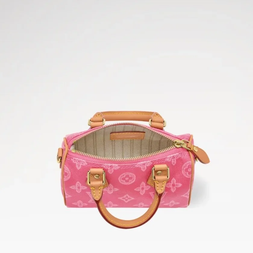 Louis Vuitton Nano Speedy Top Handle Bag / Origine Rose Ruban Gold Hardware