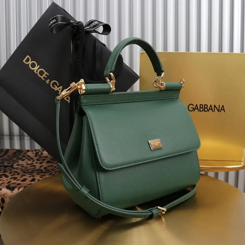 Dolce Gabbana D&G Small Sicily Handbag in Dauphine Calfskin for Women in Green Dolce Gabbana D&G Small Sicily Handbag in Dauphine Calfskin for Women in Green