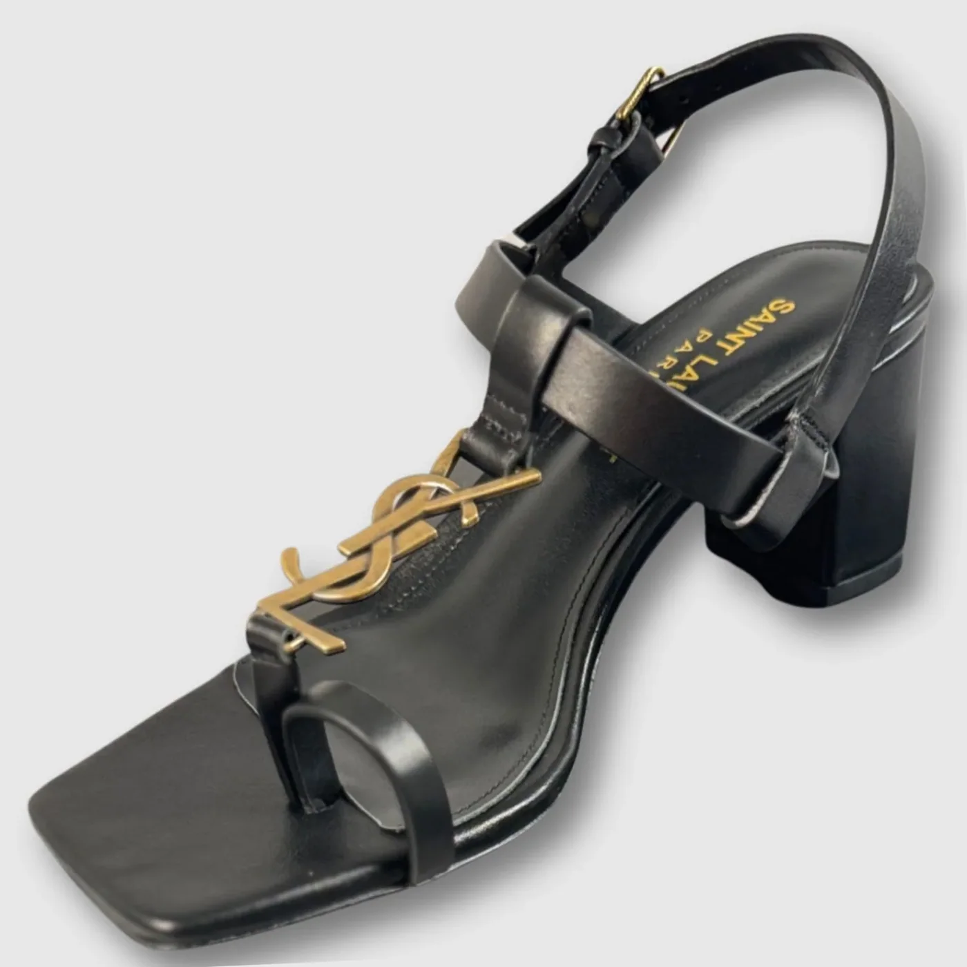 Saint Laurent Cassandra Heeled Sandals Black YSL