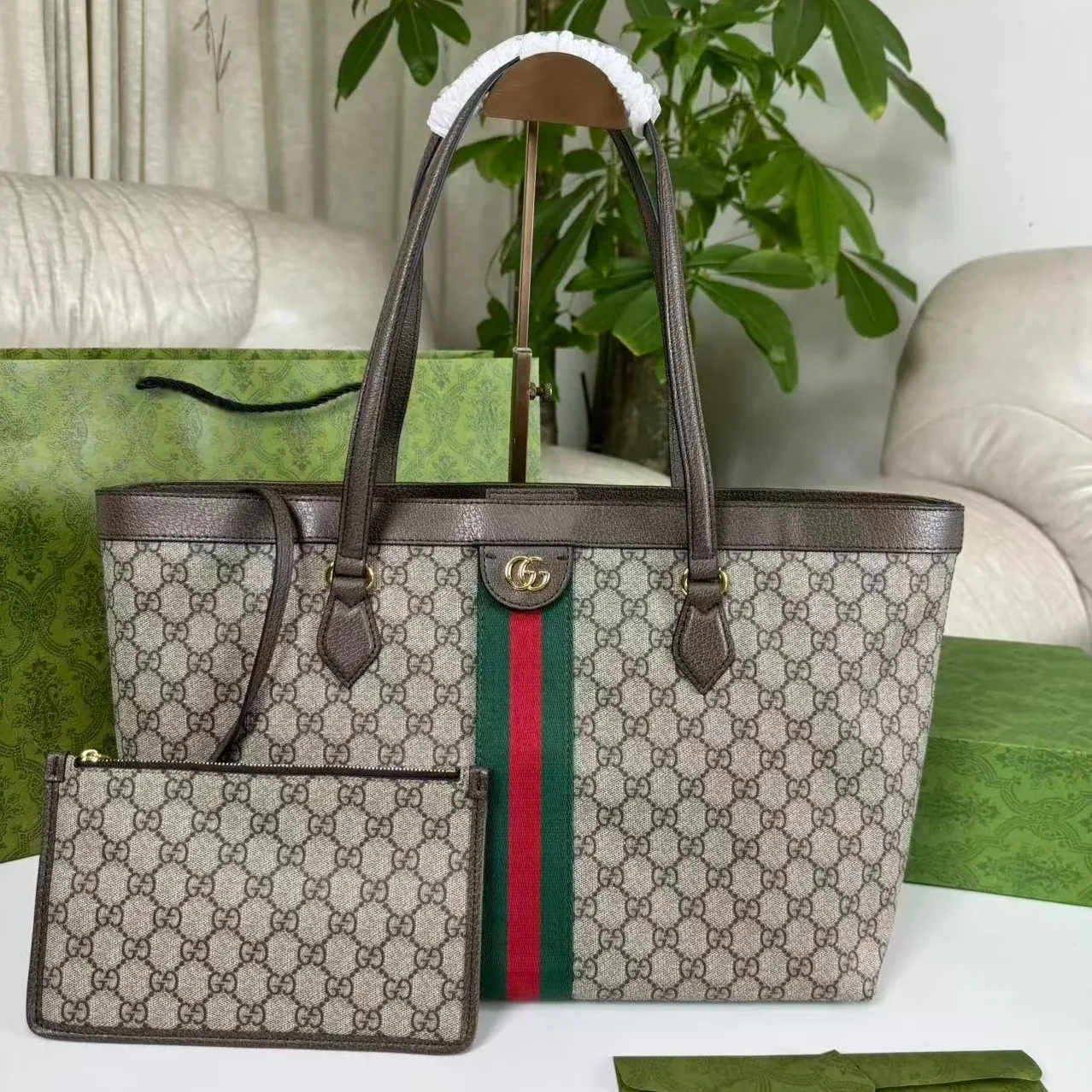 Gucci Ophidia Large Tote Bag in Beige Gold Hardware Gucci Ophidia Large Tote Bag in Beige Gold Hardware