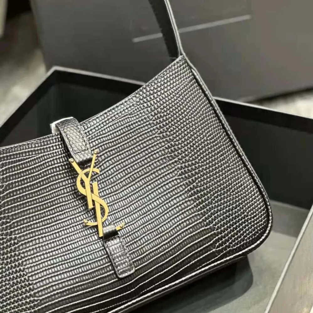 Saint Laurent YSL Le 5 à 7 Mini in Lizard for Women in Black