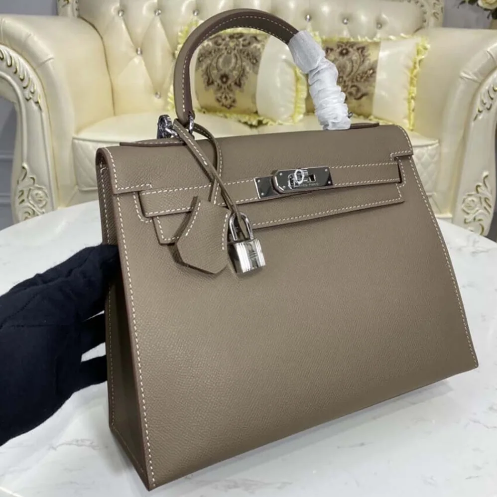 Hermes Kelly Bag 28 Epsom Leather for Women in Gray