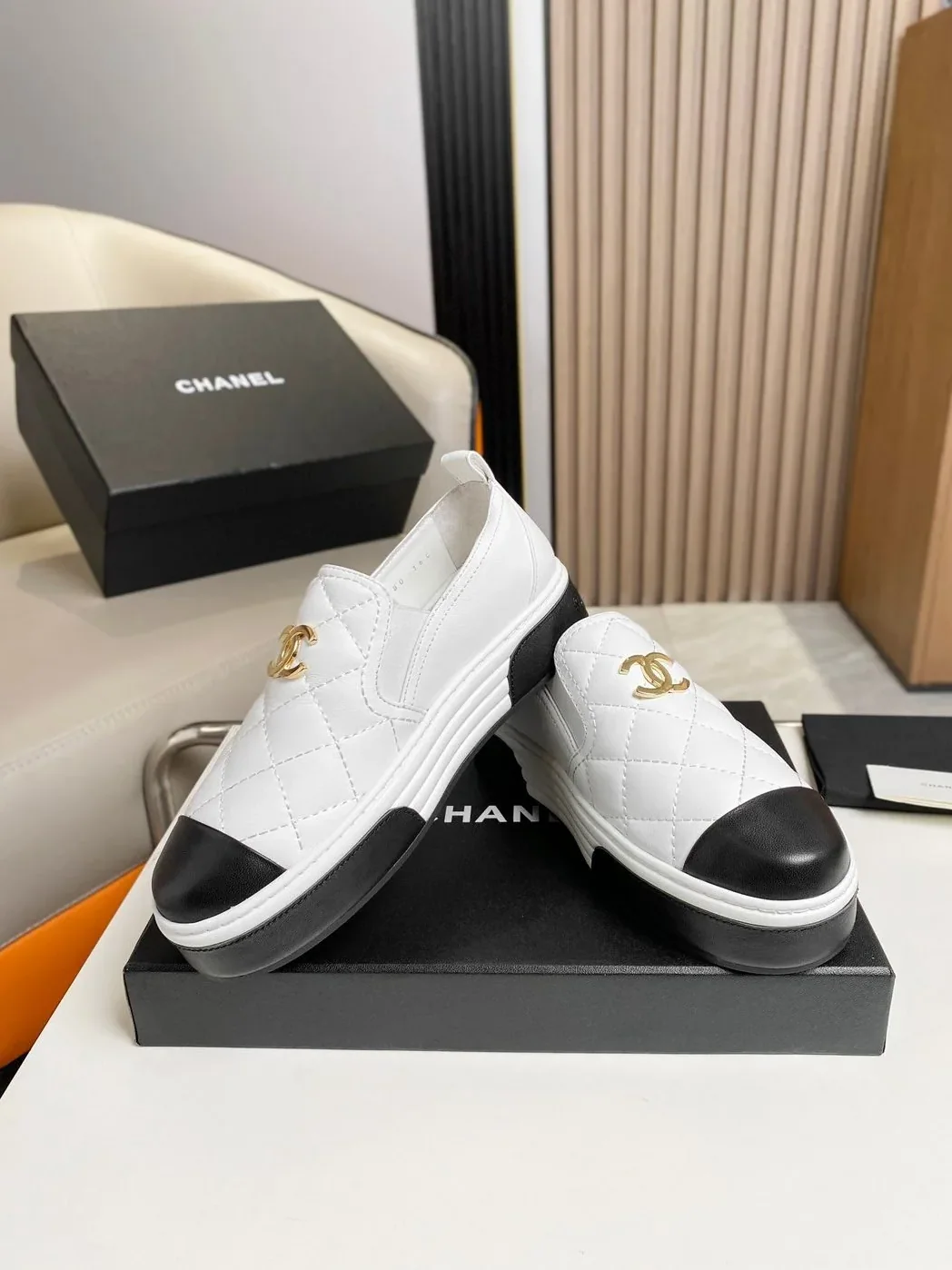 Chanel Platform Casual Plain White Chanel Platform Casual Plain White