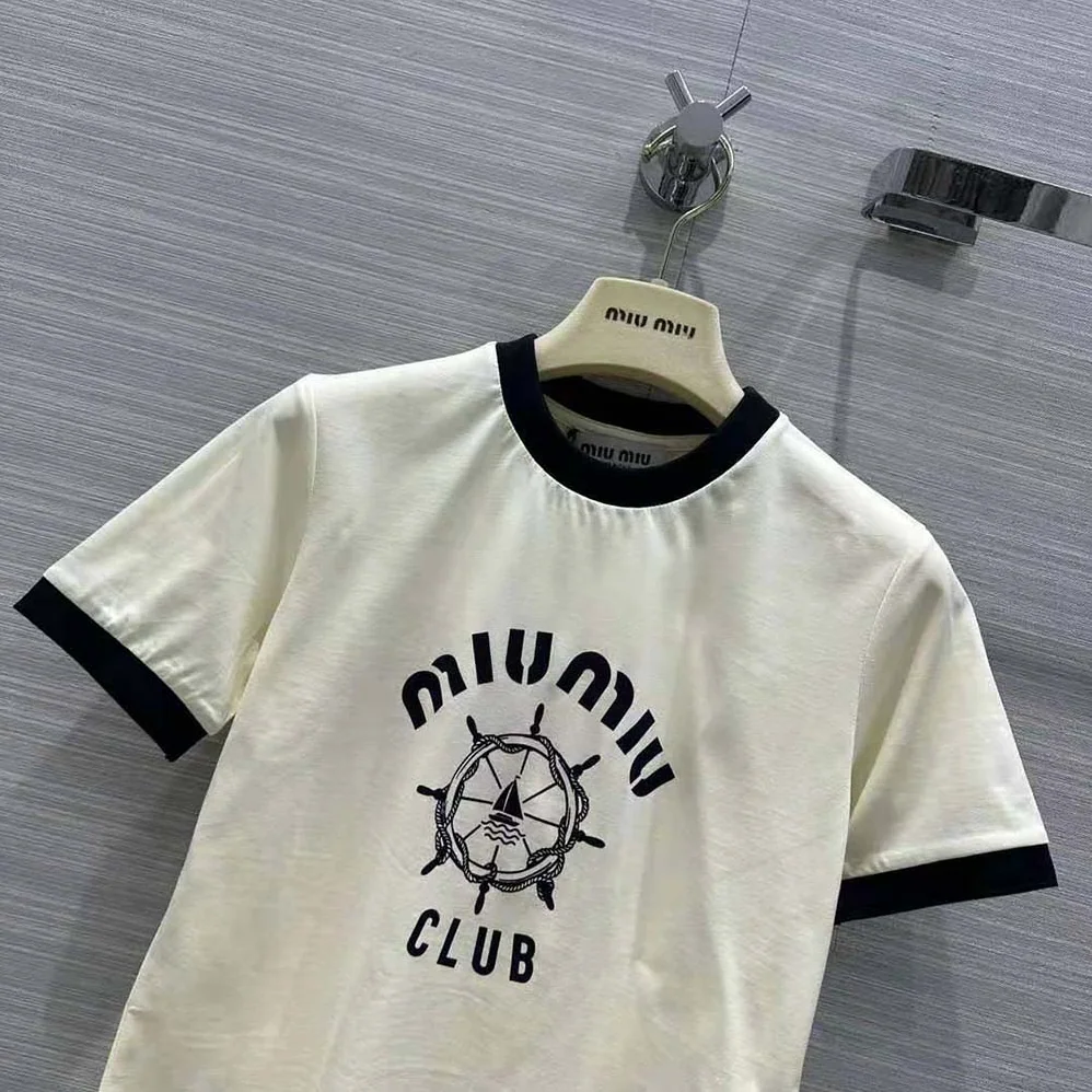 Miu Miu Print Jersey T for Women in shirt with Print Logo Miu Miu Print Jersey T for Women in shirt with Print Logo