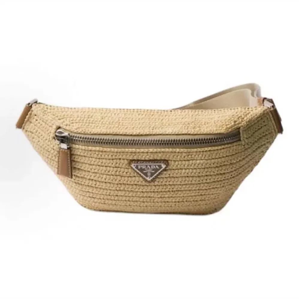 Prada Woven Crochet Belt Bag for Women in Natural Prada Woven Crochet Belt Bag for Women in Natural