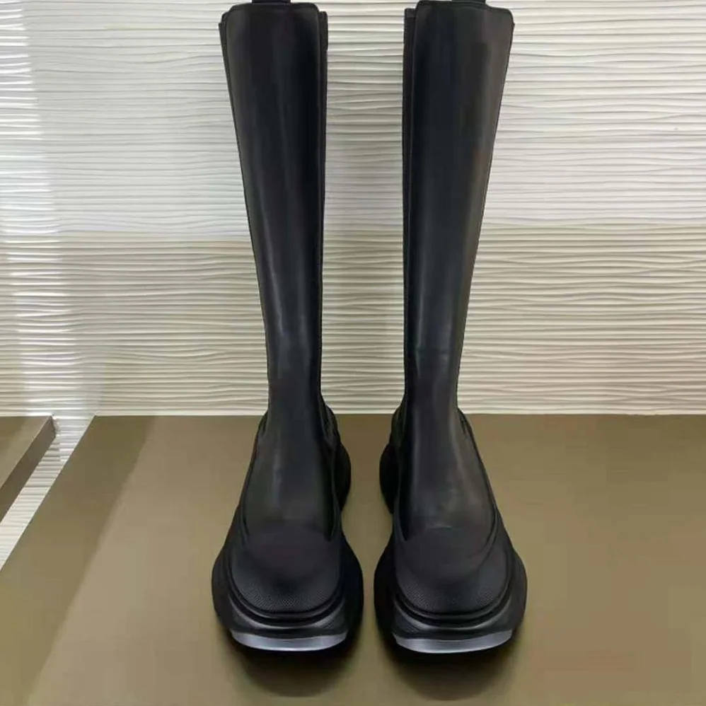 Alexander Mcqueen Tread Slick Knee High Boot in Black for Women