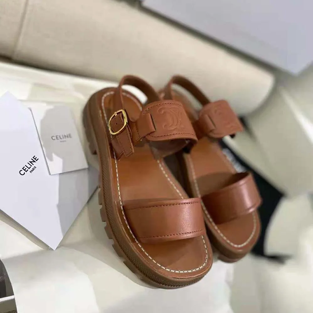 Celine Clea Triomphe Sandal in Vegetal Calfskin for Women