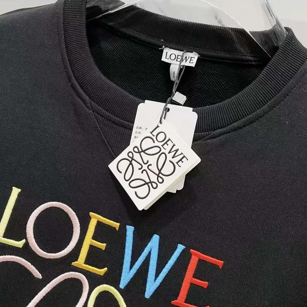 Loewe Anagram Regular Fit Sweatshirt in Cotton for Men in Black/Red Loewe Anagram Regular Fit Sweatshirt in Cotton for Men in Black/Red