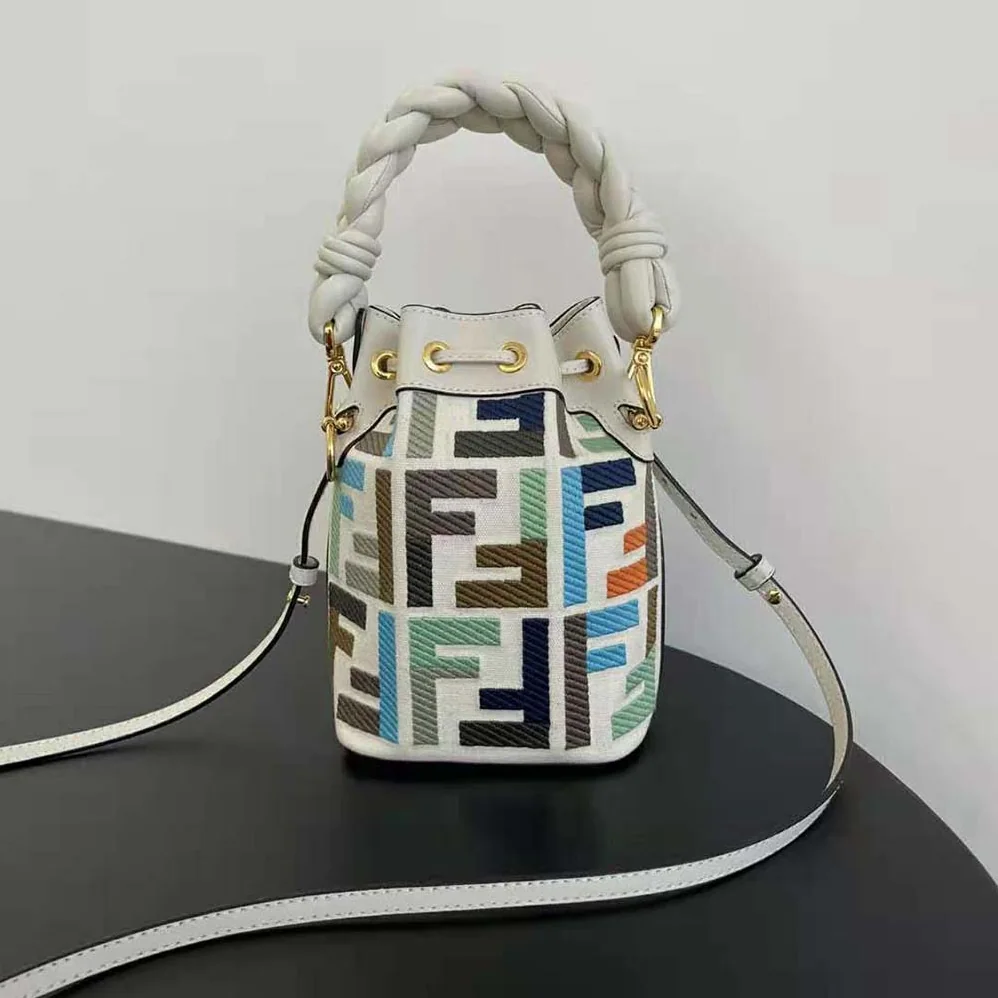 Fendi Mon Tresor Multicolor Canvas Mini for Women in bag with FF Embroidery