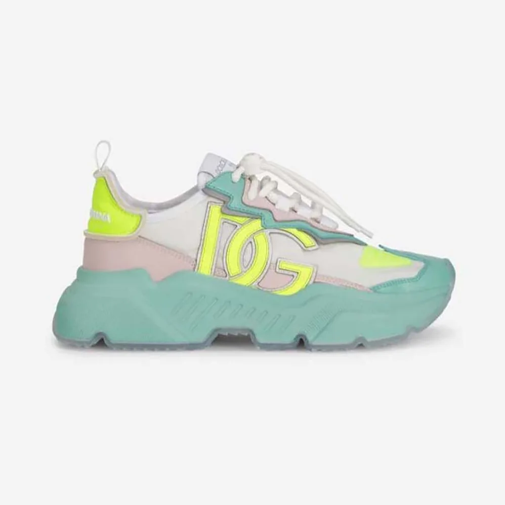 Dolce Gabbana D&G Mixed-Materials Daymaster Sneakers for Unisex in Lime Dolce Gabbana D&G Mixed-Materials Daymaster Sneakers for Unisex in Lime