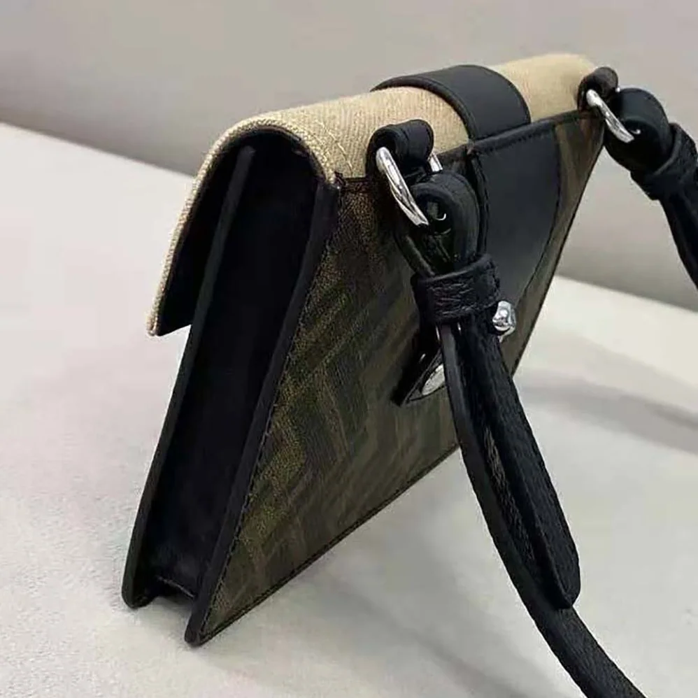 Fendi Baguette Pouch Brown Fabric Bag for Men in Beige