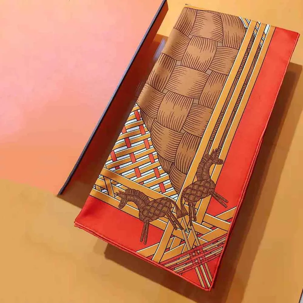 Hermes Masan and Masan Scarf 90 with Hand-Rolled Edges for Women in Orange