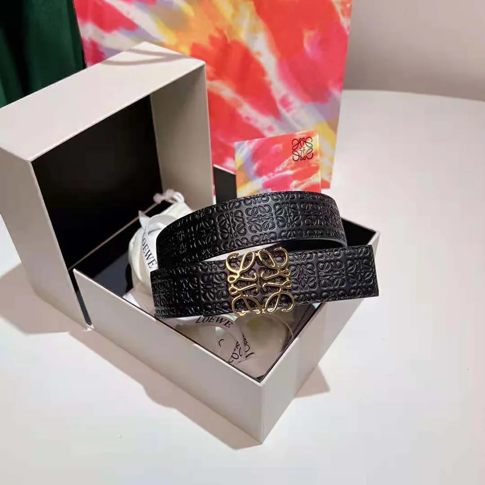 Loewe Anagram Belt in Silk Calfskin for Women in Black Loewe Anagram Belt in Silk Calfskin for Women in Black