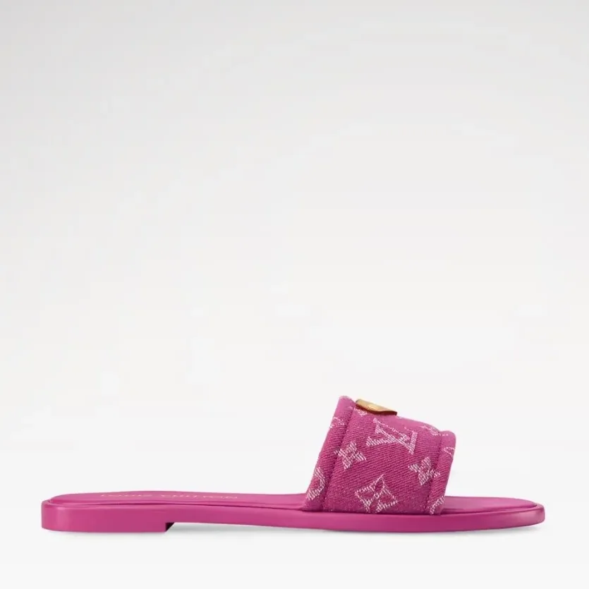 Louis Vuitton Lily Flat Mules Fuschia Denim 1AJMZ4