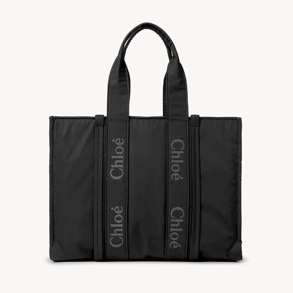 Chloe Large Woody Tote Bag for Women in Black Chloe Large Woody Tote Bag for Women in Black