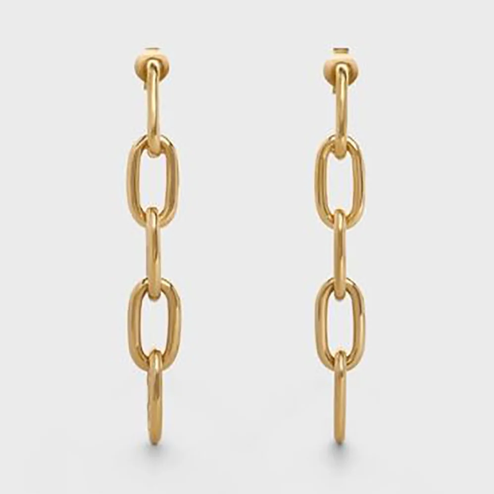 Celine Maillon Triomphe Link Earrings in Brass with Gold Finish for Women