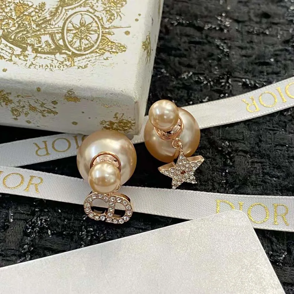 Dior Tribales Earrings Pink-Finish Metal with Pink Resin Pearls for Women Dior Tribales Earrings Pink-Finish Metal with Pink Resin Pearls for Women